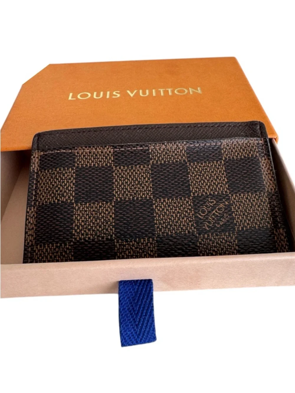Louis Vuitton Damier Ebene Card Holder Wallet Brown Checkered Authentic - Picture 2 of 10